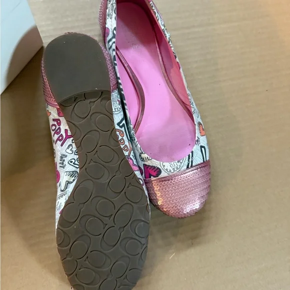 Coach Pink and White Flats with Heart Design - Picture 2 of 2